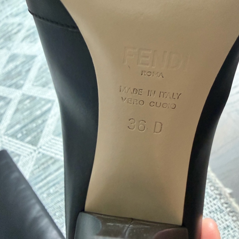 FENDI Karligraphy Leather Knee High Black Boots - Picture 12 of 12